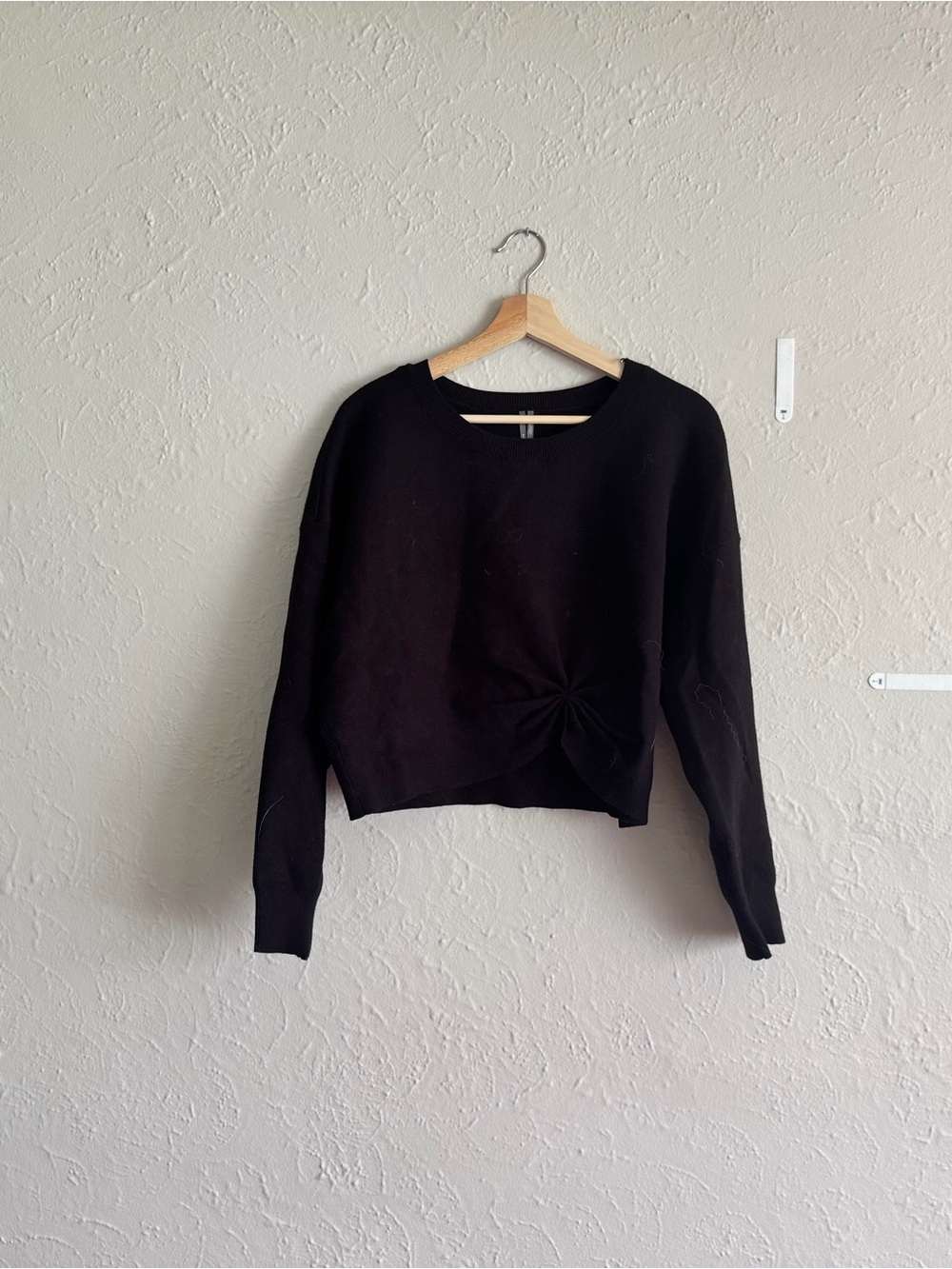 Black Crewneck Twist-Front Sweater - Women